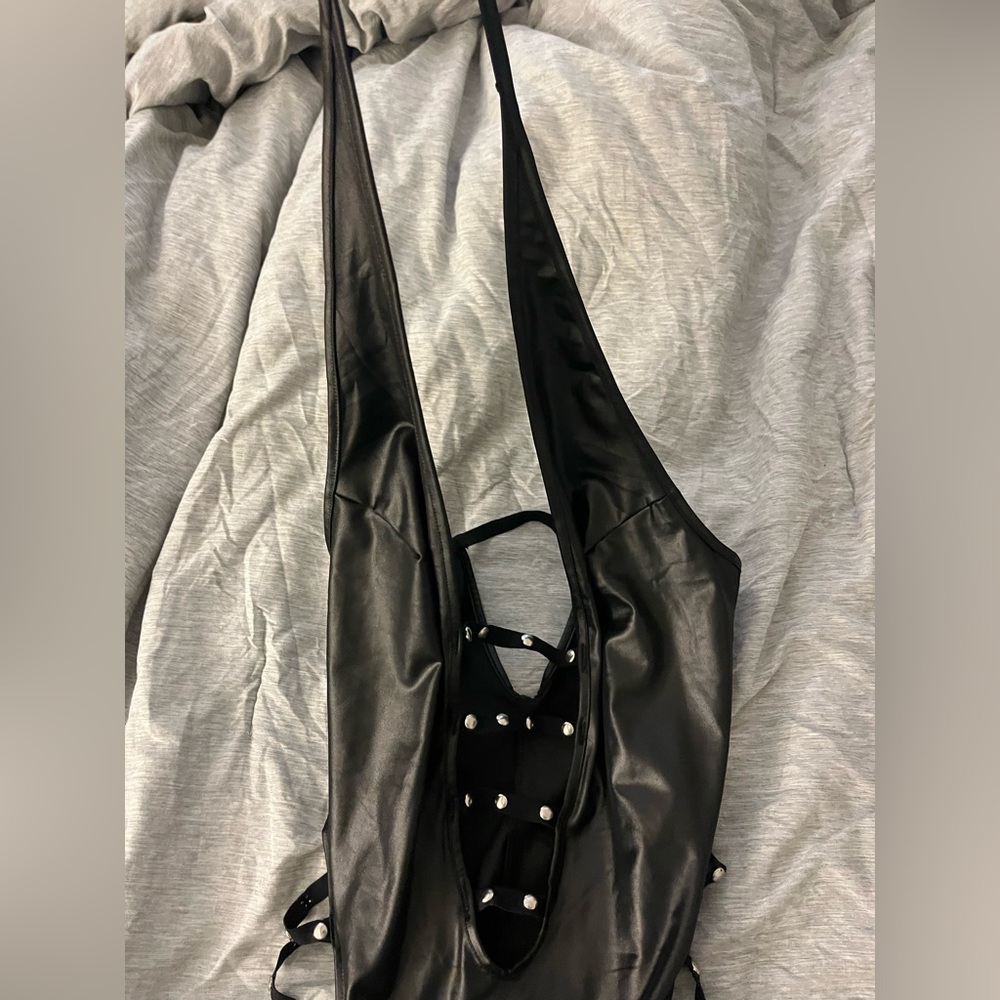 Women’s sexy pleather dress never worn size L/XL